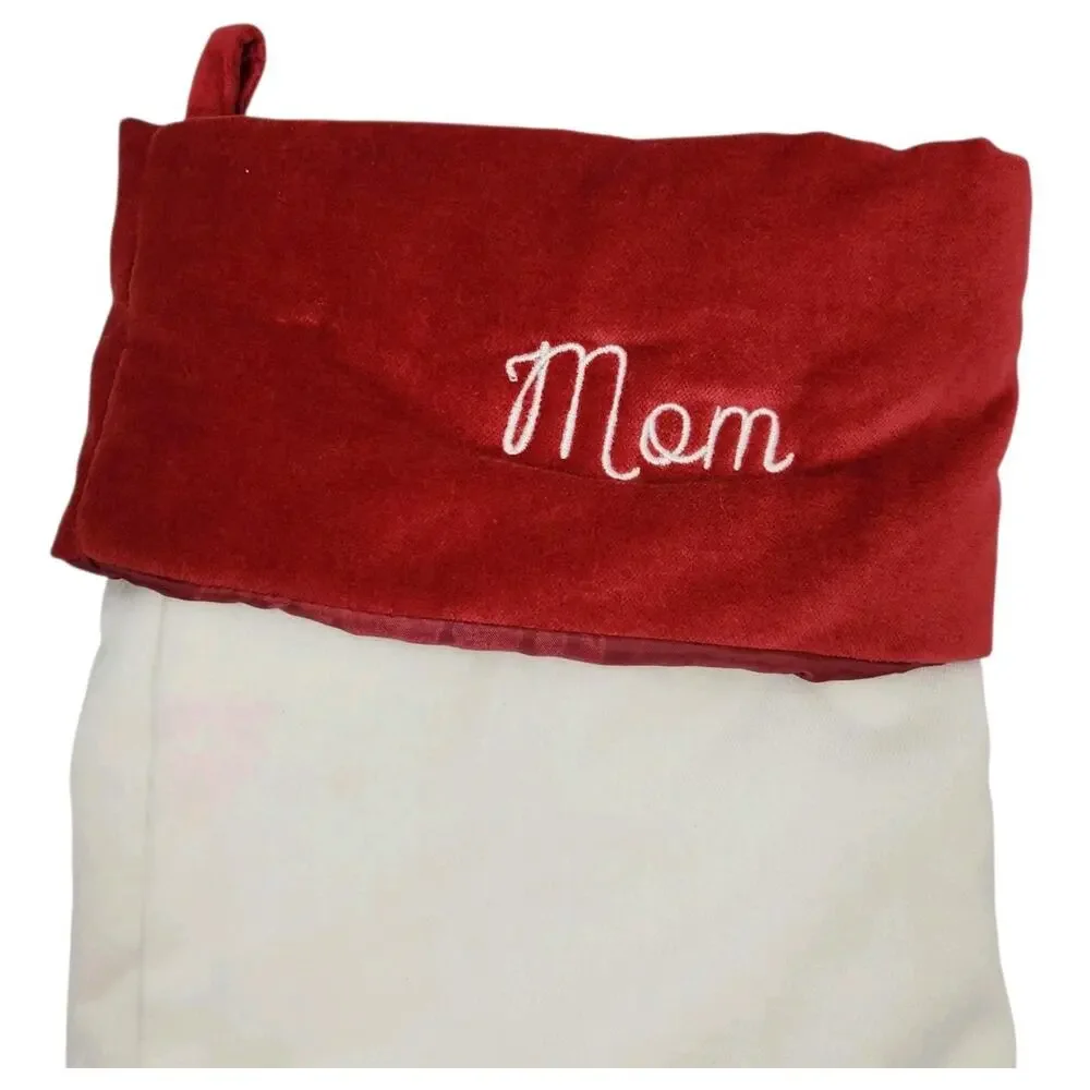 POTTERY BARN Velvet Christmas Stocking Embroidered 